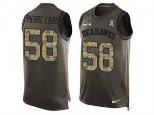 Mens Nike Seattle Seahawks #58 Kevin Pierre-Louis Limited Green Salute to Service Tank Top NFL Jersey