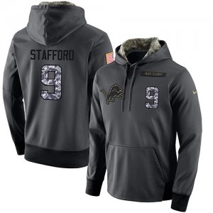 NFL Mens Nike Detroit Lions #9 Matthew Stafford Stitched Black Anthracite Salute to Service Player Performance Hoodie