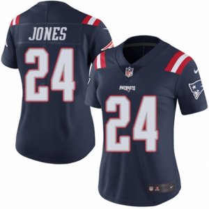 Women\'s Nike New England Patriots #24 Cyrus Jones Limited Navy Blue Rush NFL Jersey