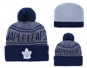 Maple Leafs Fresh Logo Navy Pom Knit Hat YD