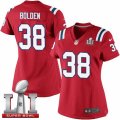 Womens Nike New England Patriots #38 Brandon Bolden Elite Red Alternate Super Bowl LI 51 NFL Jersey