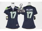 2015 Super Bowl XLIX Nike Women nfl seattle seahawks #17 williams blue