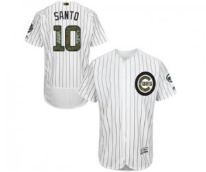 Men\'s Majestic Chicago Cubs #10 Ron Santo Authentic White 2016 Memorial Day Fashion Flex Base MLB Jersey