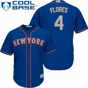 Men\'s Majestic New York Mets #4 Wilmer Flores Authentic Royal Blue Alternate Road Cool Base MLB Jersey