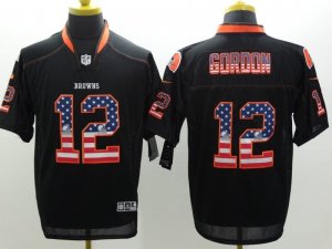 Nike Cleveland Browns #12 Josh Gordon Black Jerseys(USA Flag Fashion Elite)