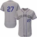 Men's Majestic Colorado Rockies #27 Trevor Story Grey Flexbase Authentic Collection MLB Jersey