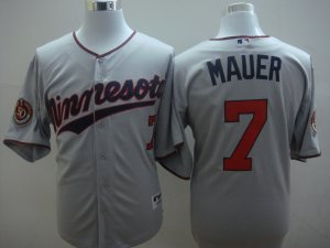 youth mlb minnesota twins #7 mauer grey(50th)