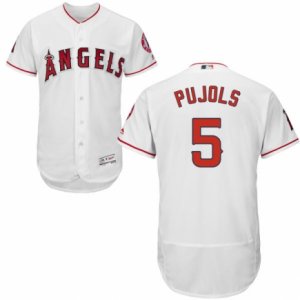 Men\'s Majestic Los Angeles Angels of Anaheim #5 Albert Pujols White Flexbase Authentic Collection MLB Jersey