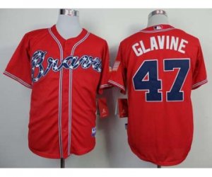 mlb jerseys atlanta braves #47 glavine red[75 th]