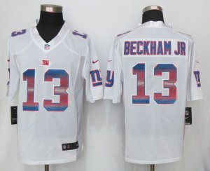 2015 New Nike York Giants #13 Beckham jr White Strobe Jerseys(Limited)