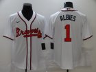 Braves #1 Ozzie Albies White Nike Cool Base Jersey