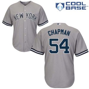 Men\'s Majestic New York Yankees #54 Aroldis Chapman Replica Grey Road MLB Jersey