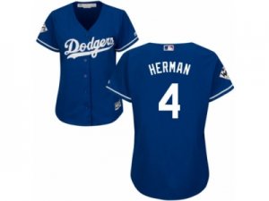 Women Majestic Los Angeles Dodgers #4 Babe Herman Replica Royal Blue Alternate 2017 World Series Bound Cool Base MLB Jersey