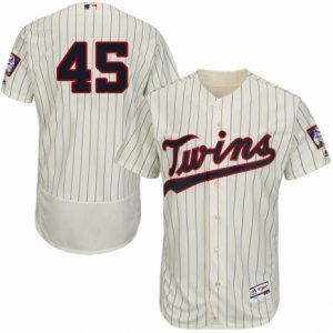 Men\'s Majestic Minnesota Twins #45 Phil Hughes Cream Flexbase Authentic Collection MLB Jersey