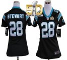 Women Nike Panthers #28 Jonathan Stewart Black Team Color Super Bowl 50 Stitched Jersey