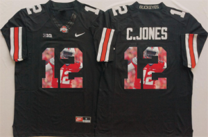 Ohio State Buckeyes 12 C.Jones Black New Portrait Number College Jersey