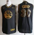 Warriors #30 Stephen Curry Black Gold Nike Swingman Jersey