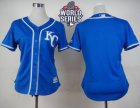 Women Kansas City Royals Blank Blue Alternate 2 W 2015 World Series Patch Stitched MLB Jersey