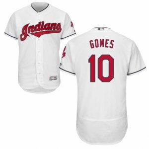 Men\'s Majestic Cleveland Indians #10 Yan Gomes White Flexbase Authentic Collection MLB Jersey