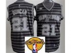 NBA San Antonio Spurs #21 Tim Duncan Grey Whith(Black Strip Revolution 30 Swingman 2013 Finals Patch)