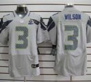 Nike Seahawks #3 Russell Wilson Grey With Hall of Fame 50th Patch NFL Elite Jersey