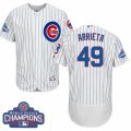 Mens Majestic Chicago Cubs #49 Jake Arrieta White 2016 World Series Champions Flexbase Authentic Collection MLB Jersey