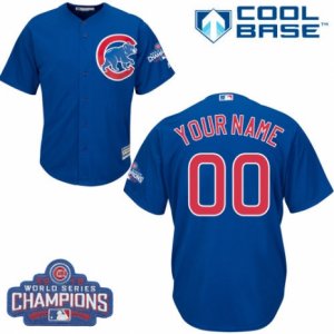 Youth Majestic Chicago Cubs Customized Authentic Royal Blue Alternate 2016 World Series Champions Cool Base MLB Jersey