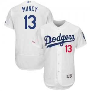 Dodgers #13 Max Muncy White 150th Patch Flexbase Jersey