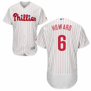 Men\'s Majestic Philadelphia Phillies #6 Ryan Howard White Red Strip Flexbase Authentic Collection MLB Jersey