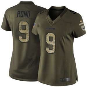 Women Nike Dallas Cowboys #9 Tony Romo Green Salute to Service Jerseys