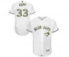 Mens Majestic Toronto Blue Jays #33 J.A. Happ Authentic White 2016 Memorial Day Fashion Flex Base MLB Jersey