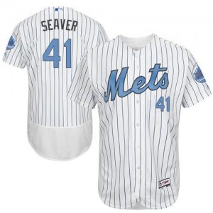 New York Mets #41 Tom Seaver White(Blue Strip) Flexbase Authentic Collection 2016 Fathers Day Stitched Baseball Jersey