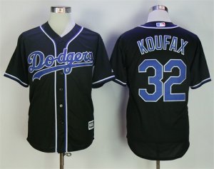 Dodgers #32 Sandy Koufax Charcoal Cool Base Jersey