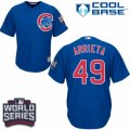 Youth Majestic Chicago Cubs #49 Jake Arrieta Authentic Royal Blue Alternate 2016 World Series Bound Cool Base MLB Jersey