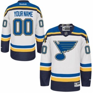 Men\'s Reebok St. Louis Blues Customized Authentic White Away NHL Jersey