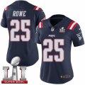 Womens Nike New England Patriots #25 Eric Rowe Limited Navy Blue Rush Super Bowl LI 51 NFL Jersey