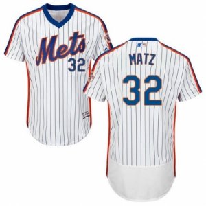 Men\'s Majestic New York Mets #32 Steven Matz White Royal Flexbase Authentic Collection MLB Jersey