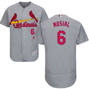 St.Louis Cardinals #6 Stan Musial Grey Flexbase Authentic Collection Stitched Baseball Jersey