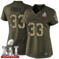 Womens Nike New England Patriots #33 Kevin Faulk Limited Green Salute to Service Super Bowl LI 51 NFL Jersey