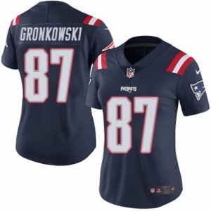 Women\'s Nike New England Patriots #87 Rob Gronkowski Limited Navy Blue Rush NFL Jersey