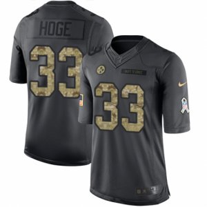 Mens Nike Pittsburgh Steelers #33 Merril Hoge Limited Black 2016 Salute to Service NFL Jersey