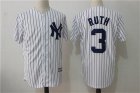 Mens Majestic New York Yankees # 3 Babe Ruth White Cool Base Jersey