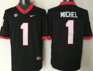 NCAA Georgia Bulldogs #1 Michel black Jerseys