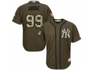 Youth New York Yankees #99 Aaron Judge Authentic Green Salute to Service MLB Jersey