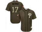 Youth Philadelphia Phillies #17 Pat Neshek Replica Green Salute to Service MLB Jersey