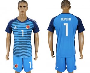 Colombia #1 OSPINA Lake Blue Goalkeeper 2018 FIFA World Cup Soccer Jersey
