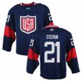 Men Adidas Team USA #21 Derek Stepan Navy Blue Away 2016 World Cup Ice Hockey Jersey