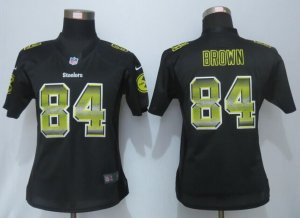 Women New Nike Pittsburgh Steelers #84 Brown Black Strobe Jerseys