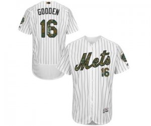 Men\'s Majestic New York Mets #16 Dwight Gooden Authentic White 2016 Memorial Day Fashion Flex Base MLB Jersey