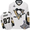 Youth Reebok Pittsburgh Penguins #87 Sidney Crosby Premier White Away 2016 Stanley Cup Champions NHL Jersey
